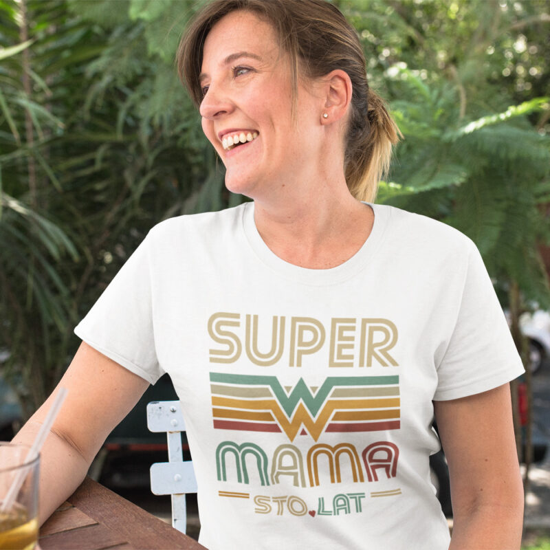 Koszulka Prezent Super Mama Biała Bohaterka - obrazek 2