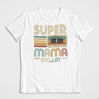 Koszulka Prezent Super Mama Kaseta Biała Limited Edition