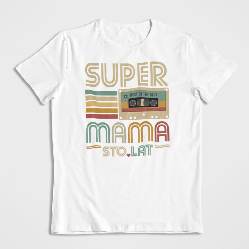 Koszulka Prezent Super Mama Kaseta Biała Limited Edition