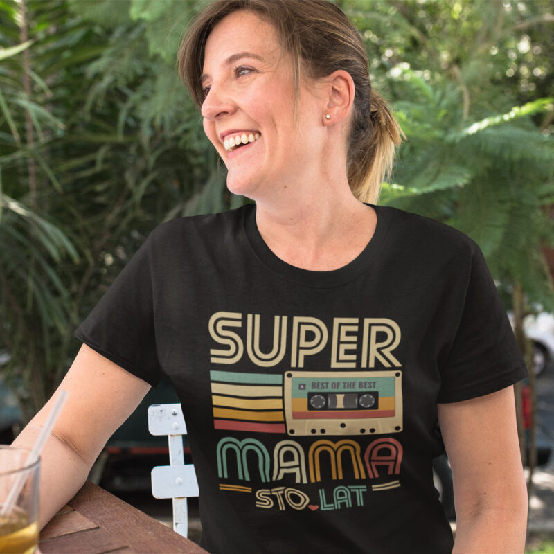 Koszulka Prezent Super Mama Kaseta Czarna Limited Edition - obrazek 2