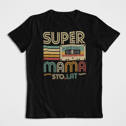 Koszulka Prezent Super Mama Kaseta Czarna Limited Edition