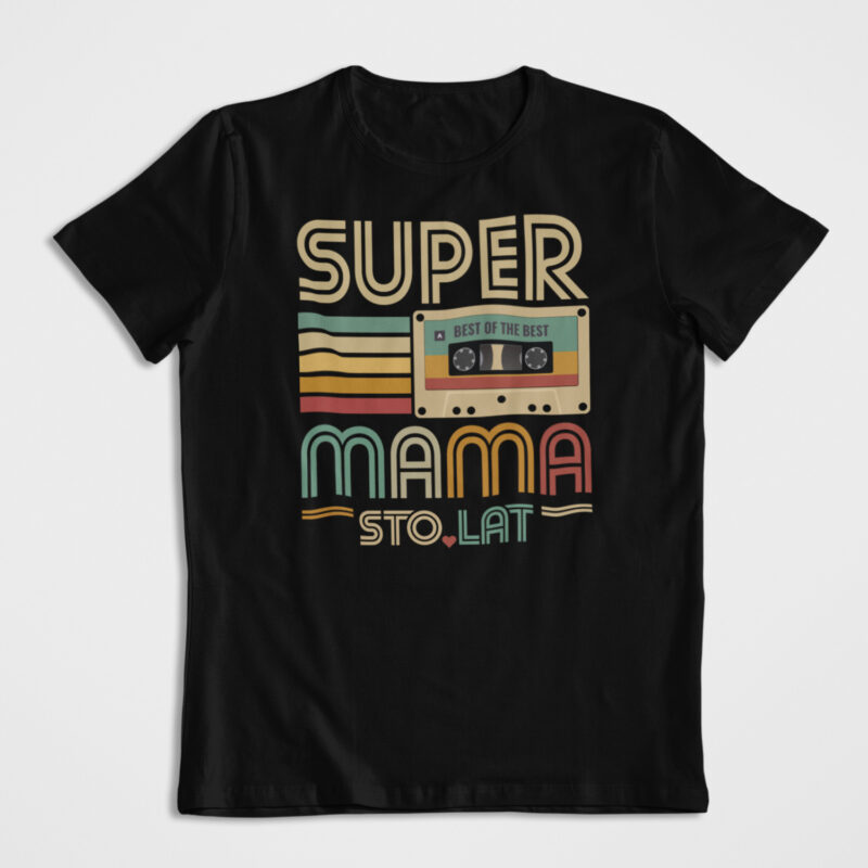 Koszulka Prezent Super Mama Kaseta Czarna Limited Edition