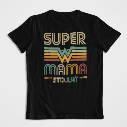 Koszulka Prezent Super Mama Czarna Bohaterka