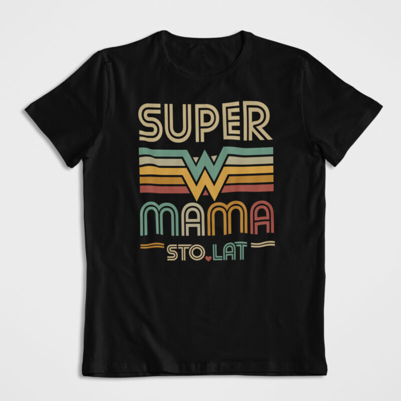 Koszulka Prezent Super Mama Czarna Bohaterka
