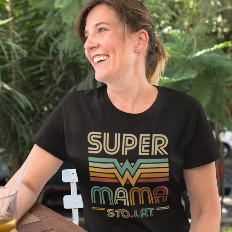 Koszulka Prezent Super Mama Czarna Bohaterka - obrazek 2
