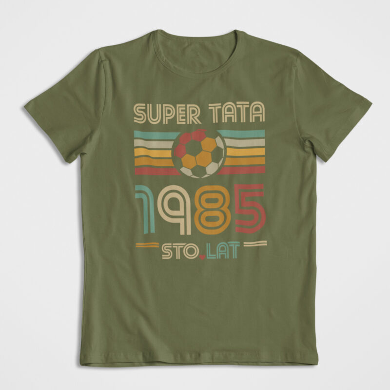 Koszulka Prezent Super Tata Khaki Piłka Nożna