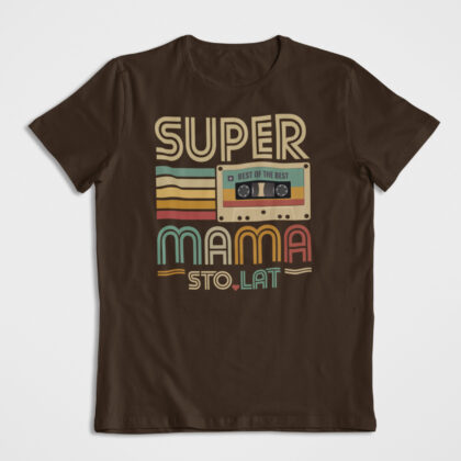 Koszulka Prezent Super Mama Kaseta Kawowy Limited Edition