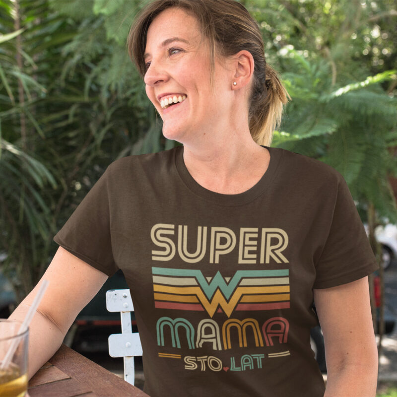 Koszulka Prezent Super Mama Kawowy Bohaterka - obrazek 2
