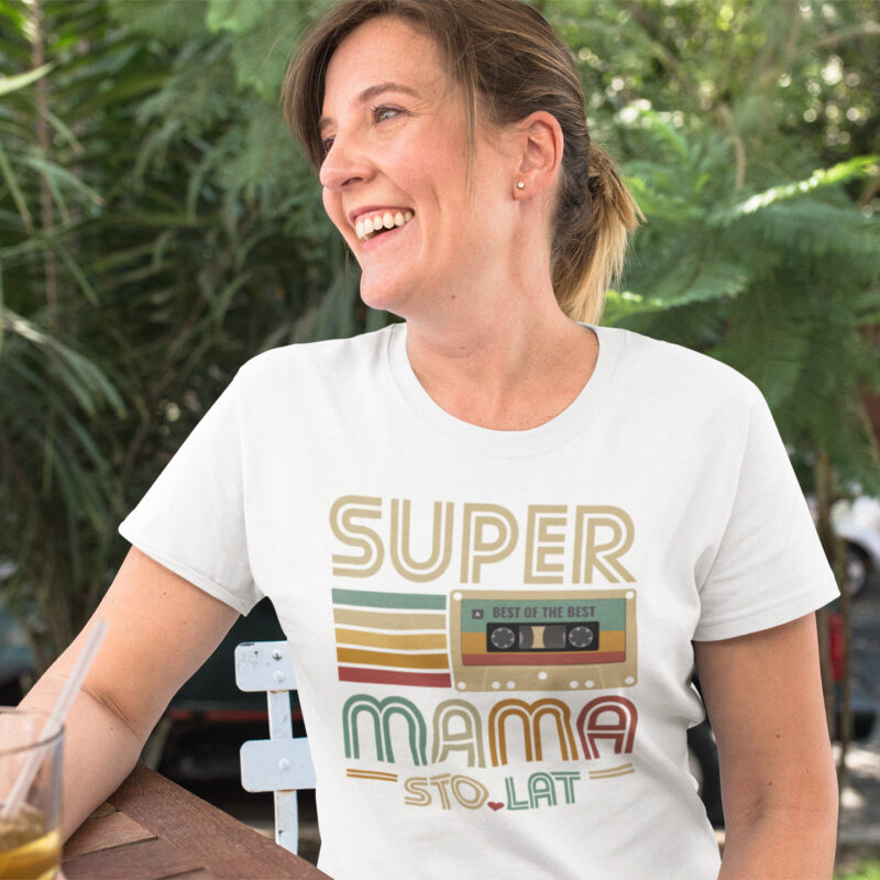 Koszulka Prezent Super Mama Kaseta Biała Limited Edition - obrazek 2