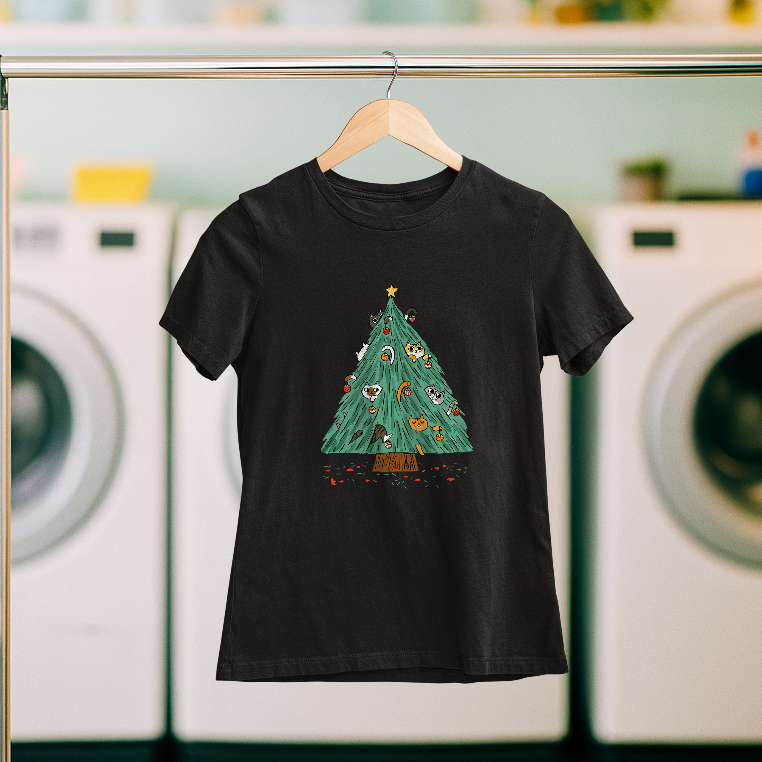 Koszulka damska czarna święta Choinka - obrazek 5