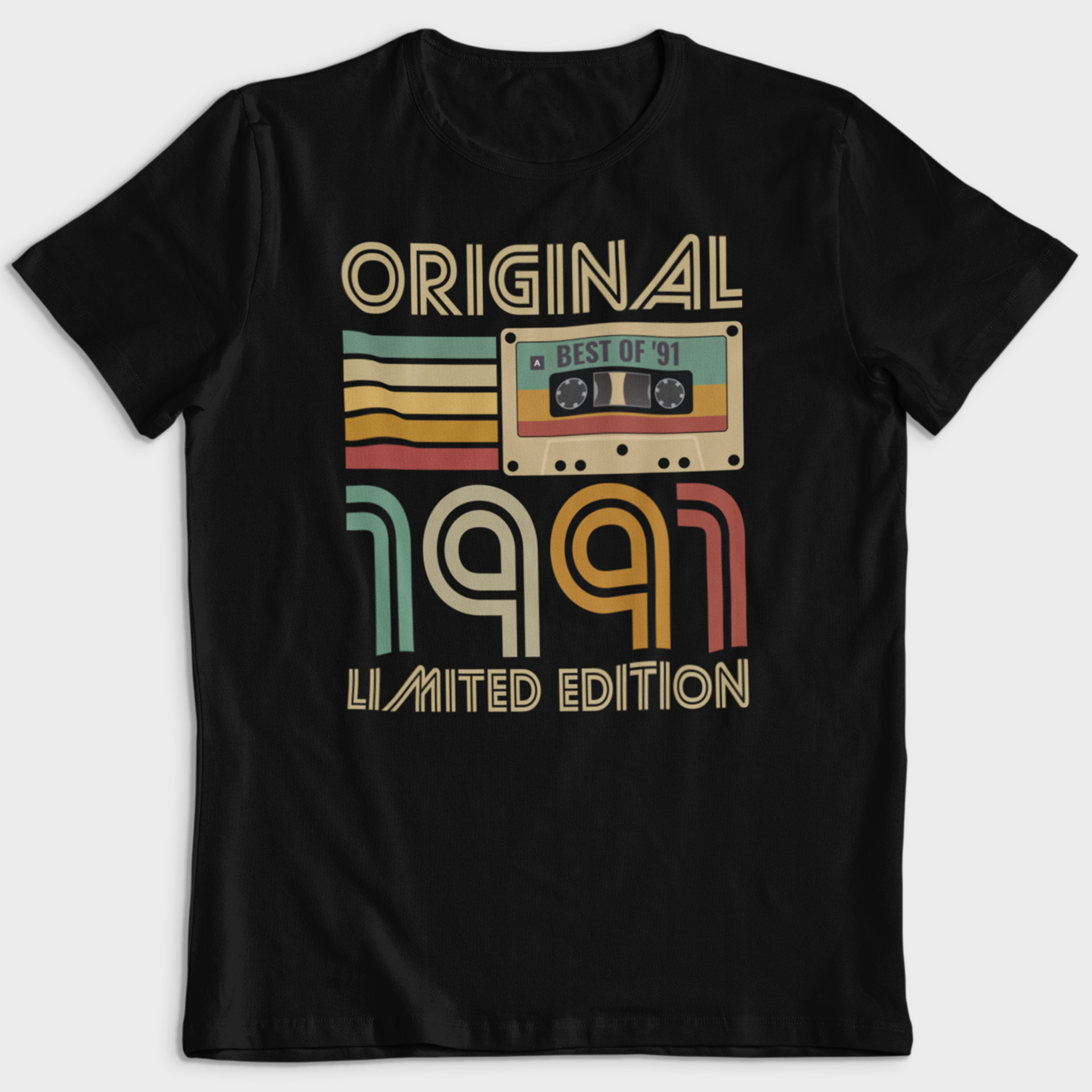 Koszulka męska czarna kaseta rocznik 1991 - obrazek 2