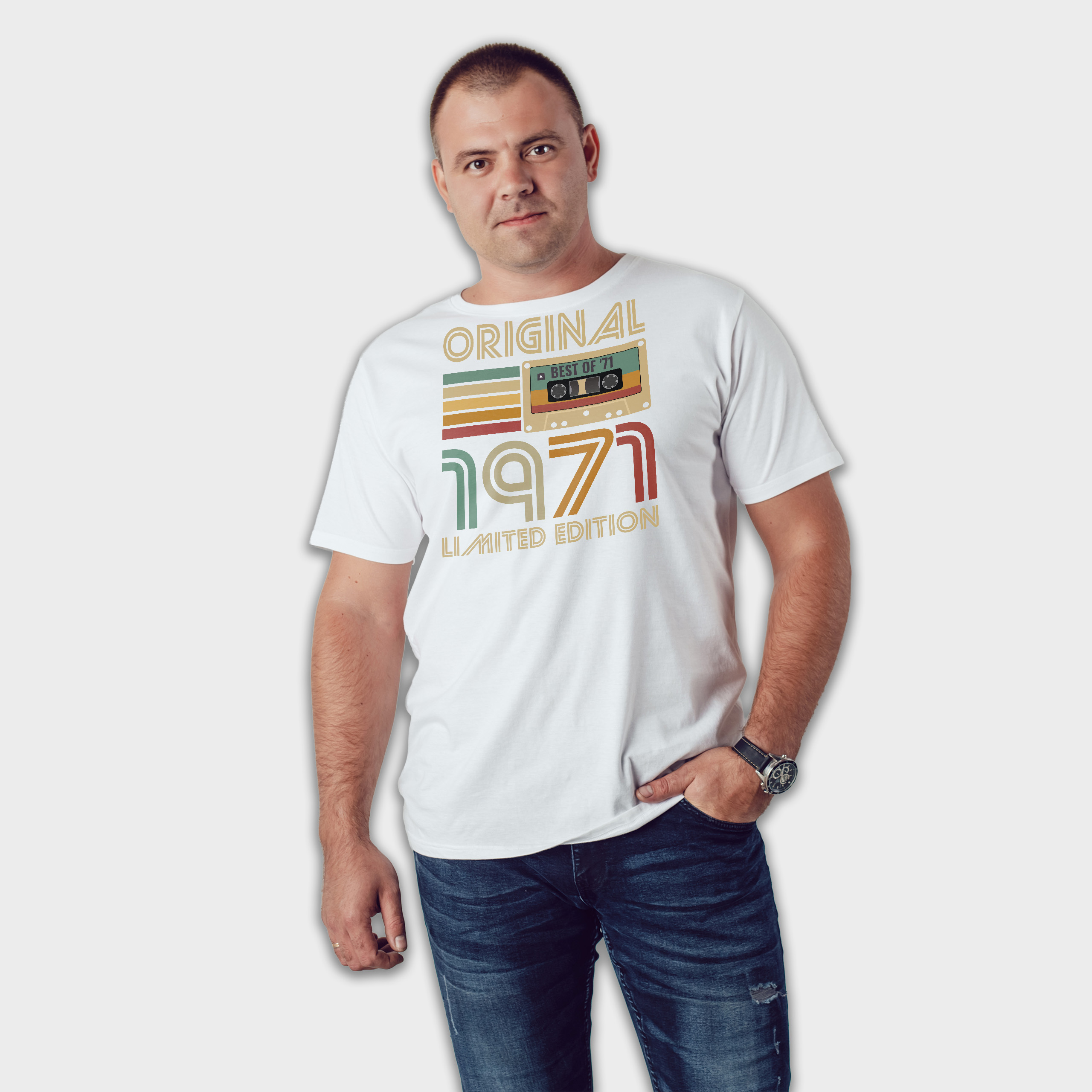 Koszulka męska biała 1971 kaseta - obrazek 3