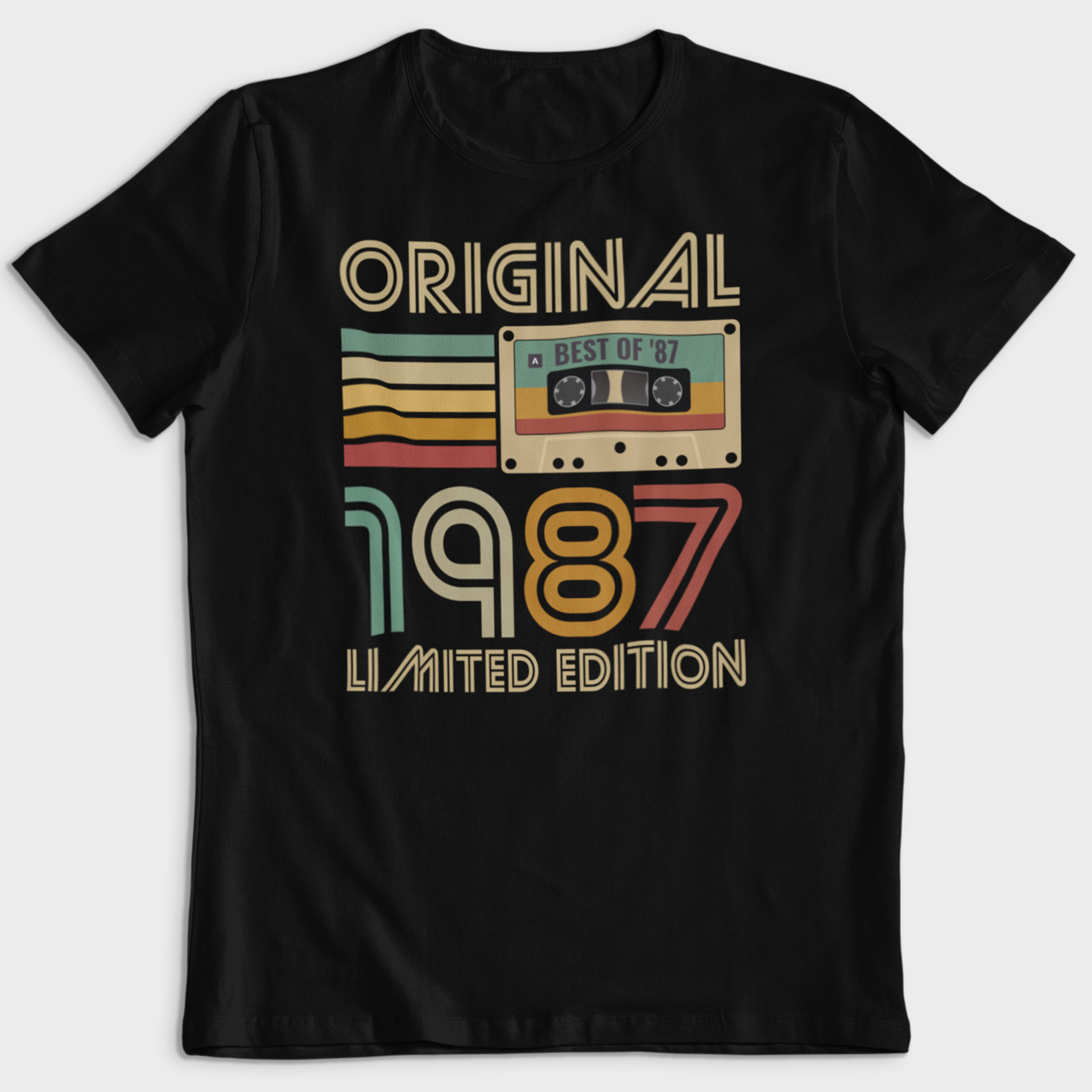 Koszulka męska czarna kaseta rocznik 1987 - obrazek 2