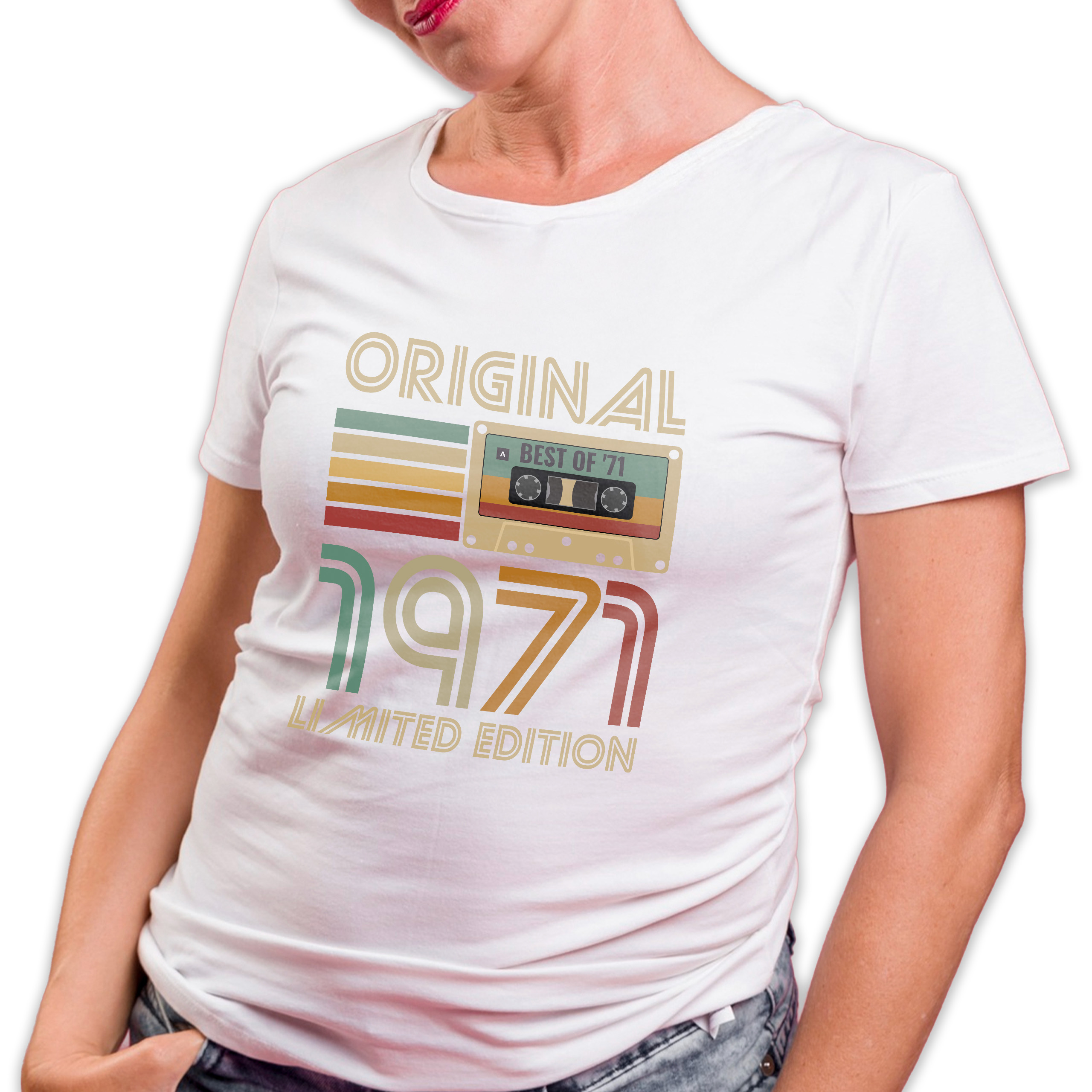 Koszulka damska biała 1971 kaseta