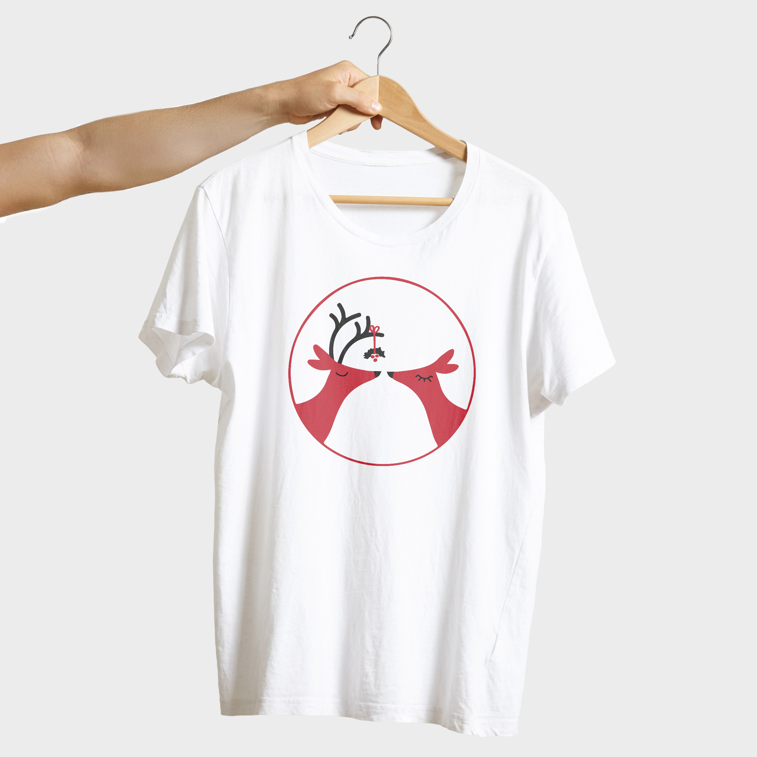 Koszulka męska biała święta ""Zakochane renifery"" - obrazek 4