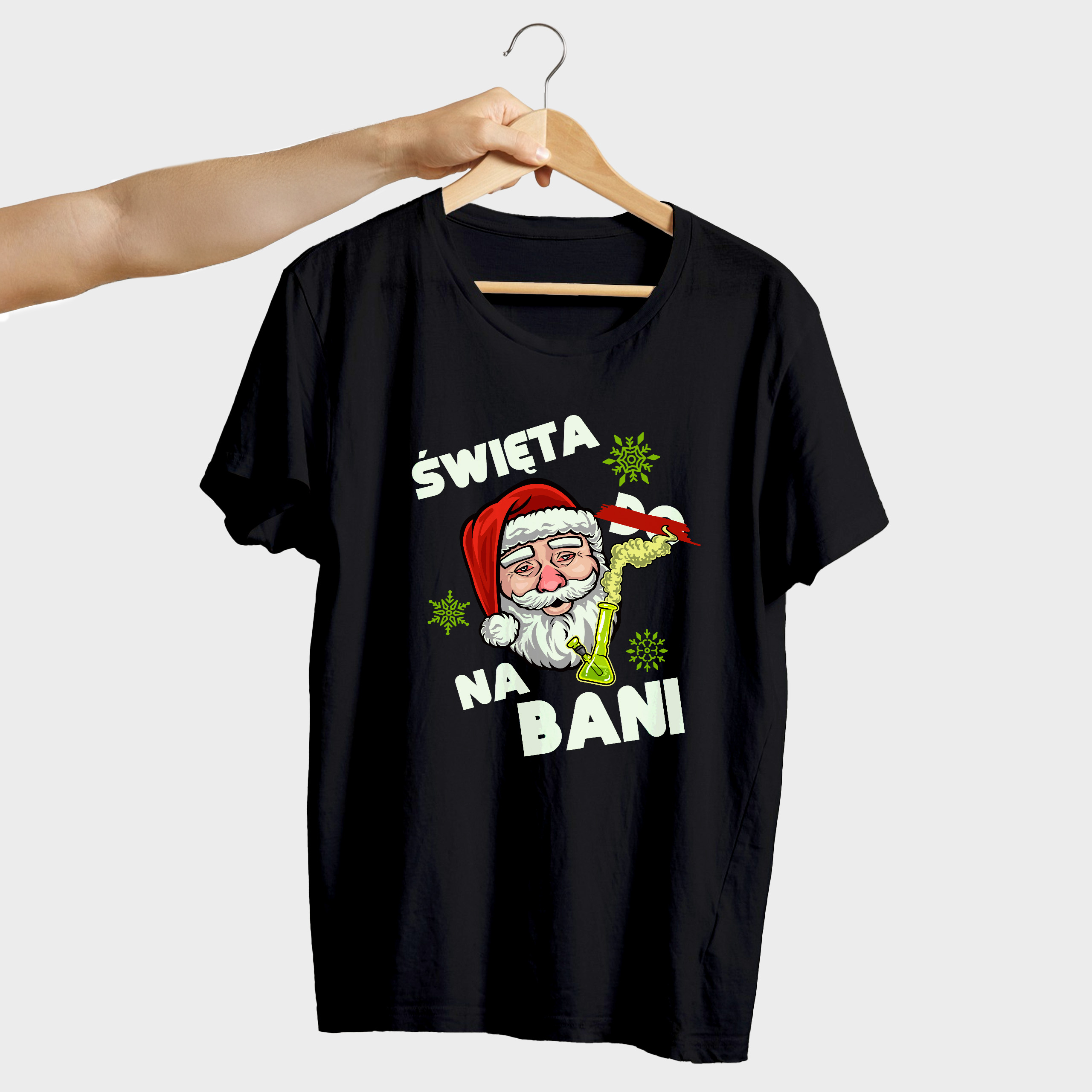 Koszulka męska czarna święta ""Święta na bani"" - obrazek 4