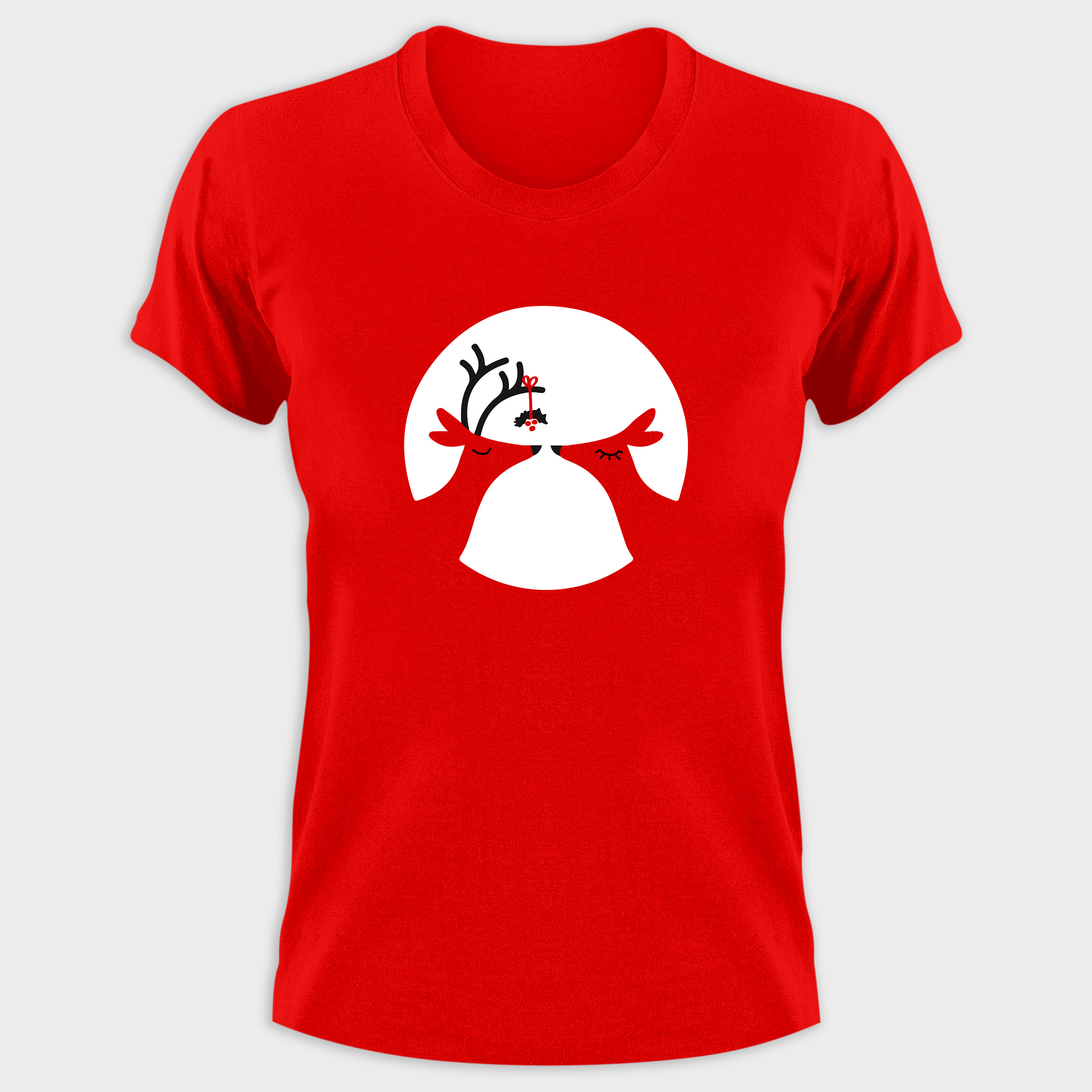Koszulka damska czerwona święta Renifery - obrazek 2