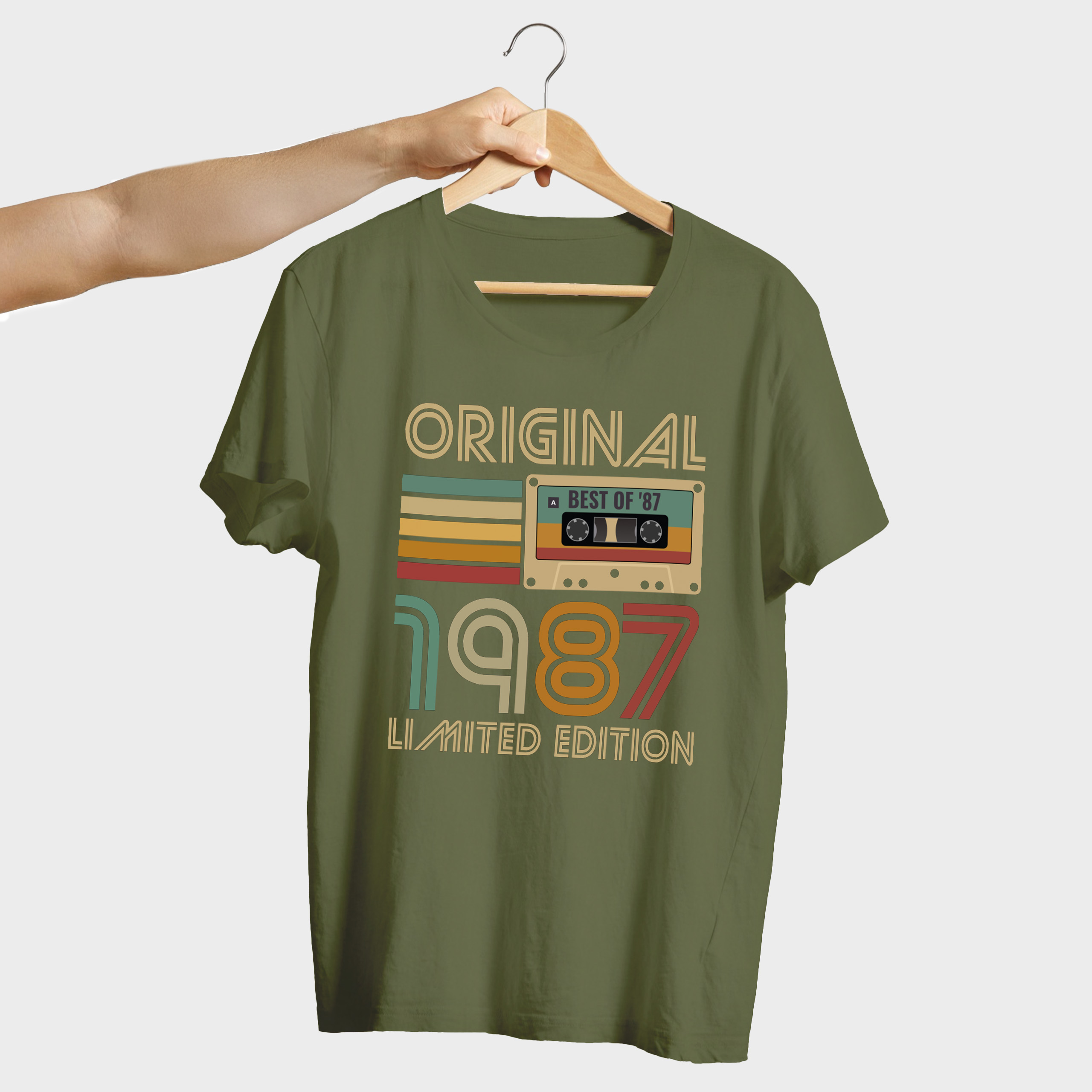 Koszulka męska khaki 1987 kaseta - obrazek 4