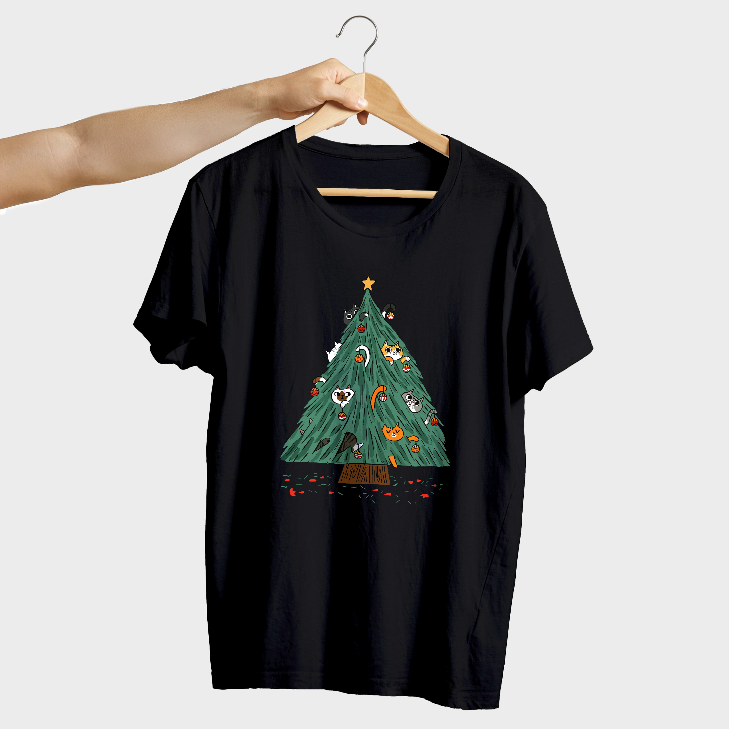 Koszulka męska czarna święta Choinka - obrazek 4