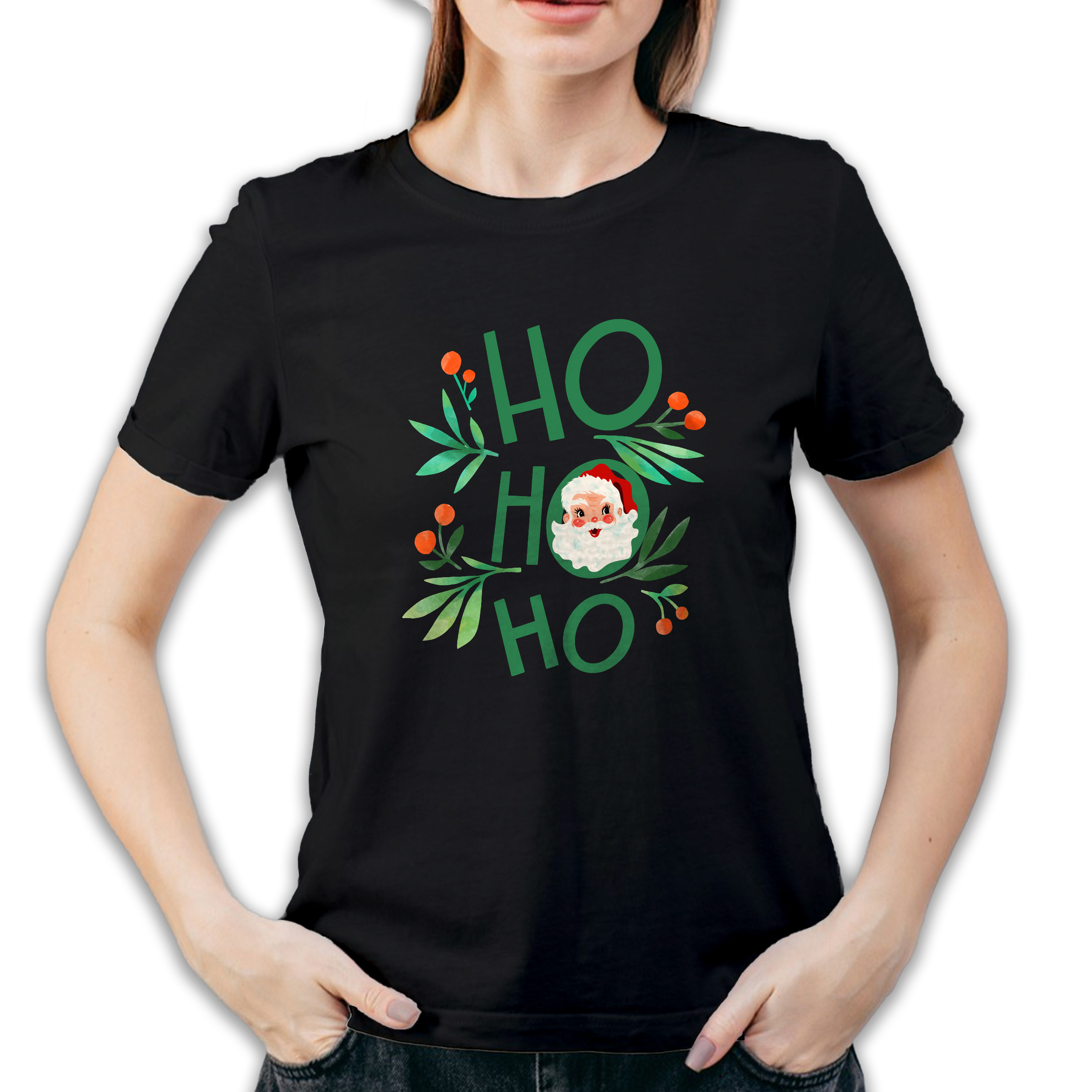 Koszulka damska czarna święta "Ho ho ho"