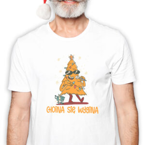 Koszulka męska biała święta ""Choina się wygina""