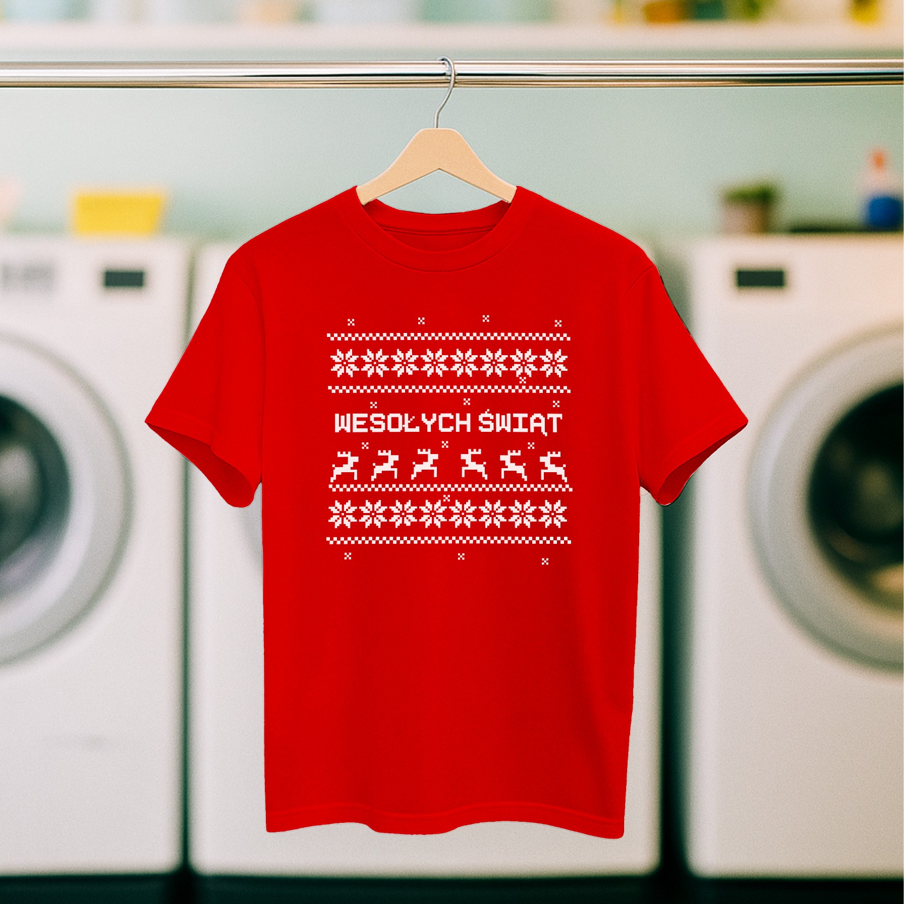 Koszulka męska czerwona święta "Świąteczne Wzorki" - obrazek 5