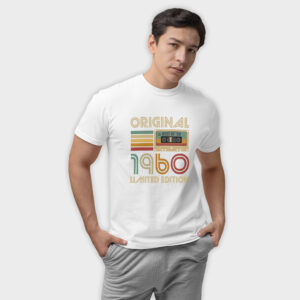 Koszulka męska biała kaseta rocznik 1960