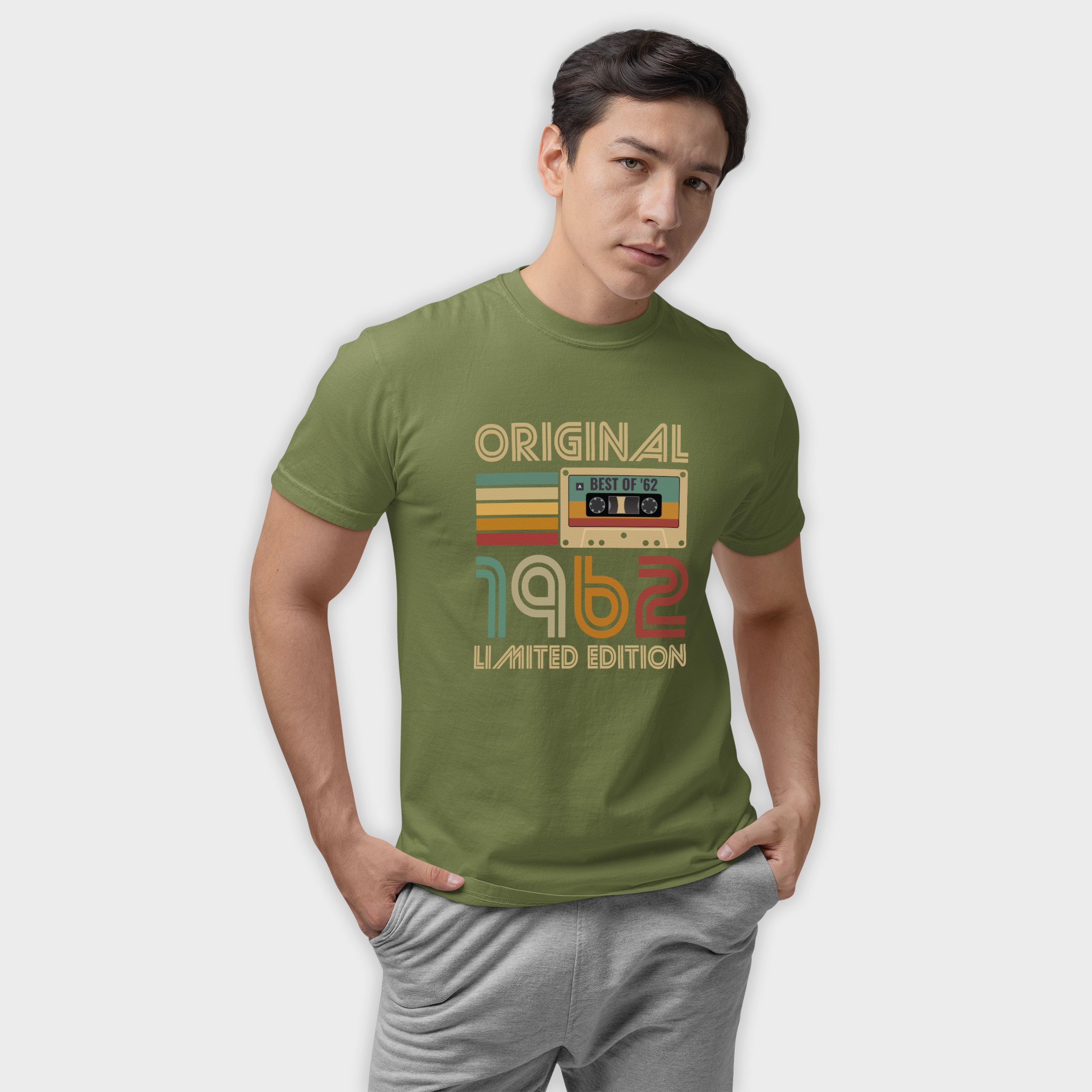 Koszulka męska khaki kaseta rocznik 1962