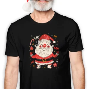 Koszulka męska czarna święta ""Ho Ho Ho Święty Mikołaj""