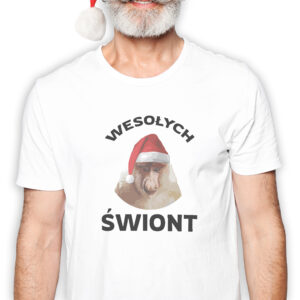 Koszulka męska biała święta ""Wesołych Świont"" śmieszna