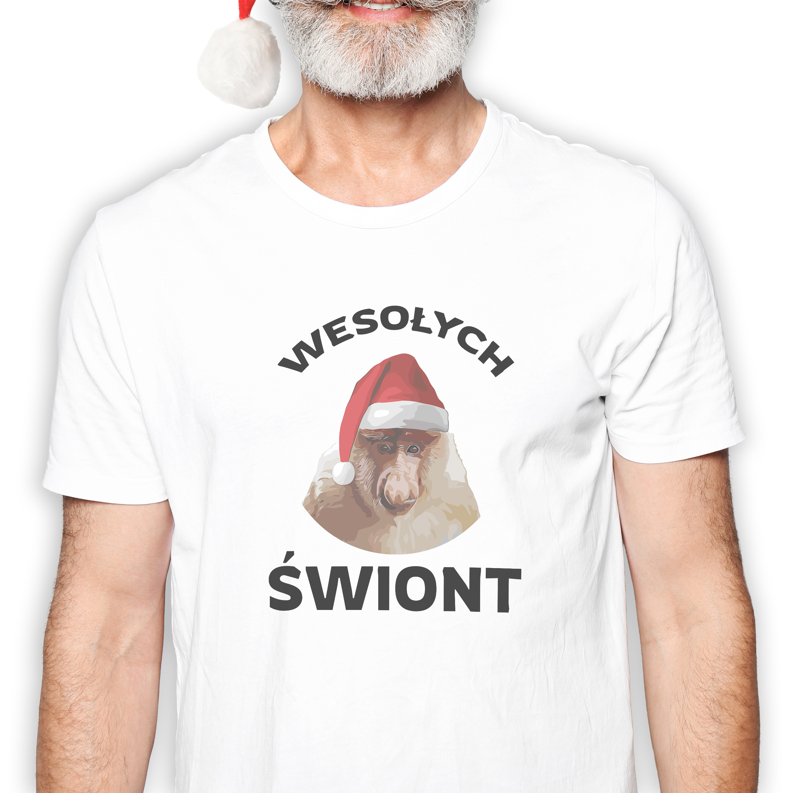 Koszulka męska biała święta ""Wesołych Świont"" śmieszna
