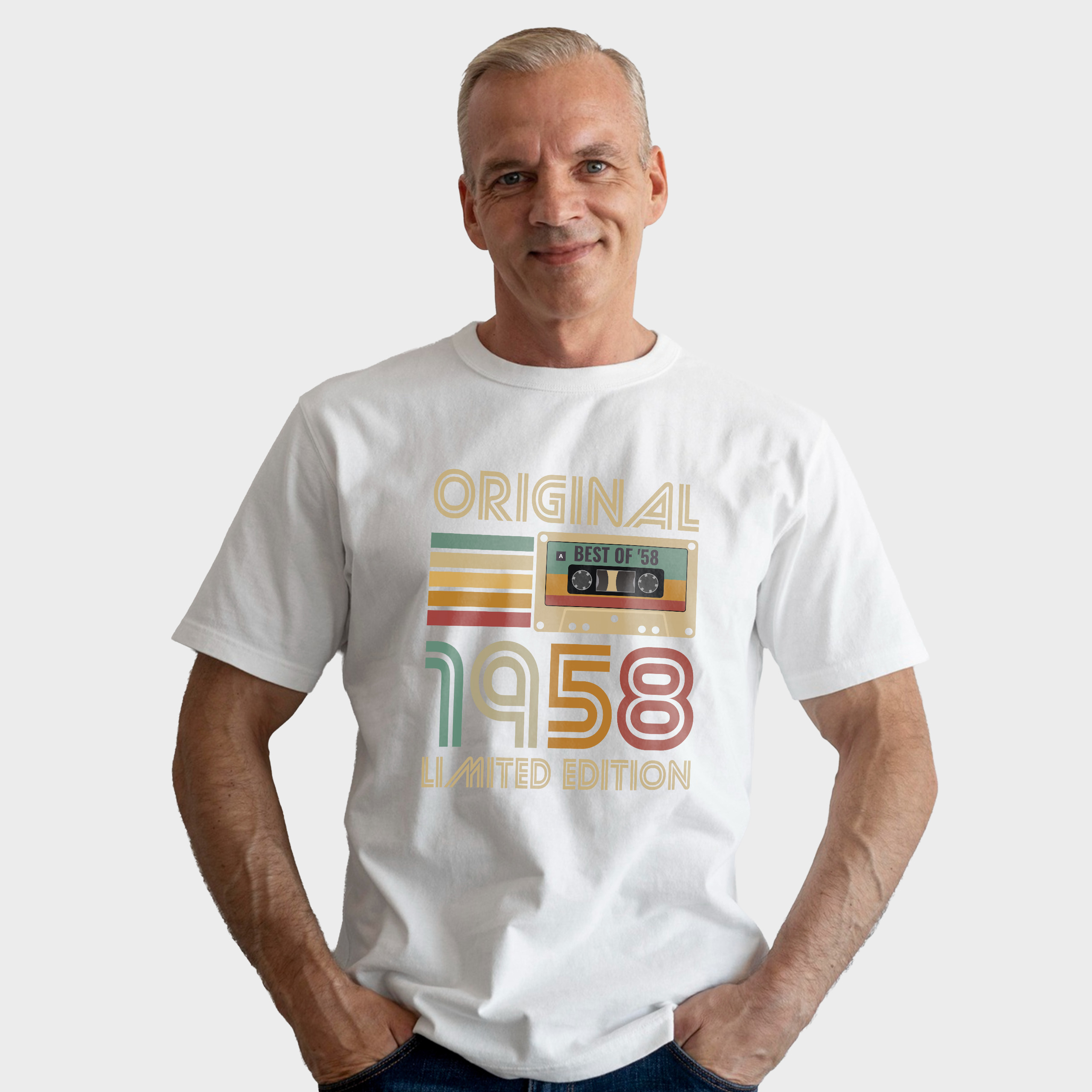 Koszulka męska biała 1958 kaseta - obrazek 3