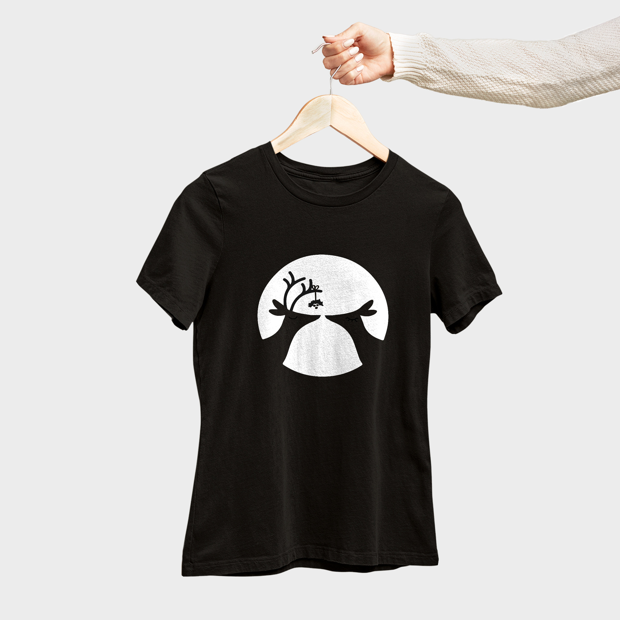 Koszulka damska czarna święta Renifery - obrazek 4