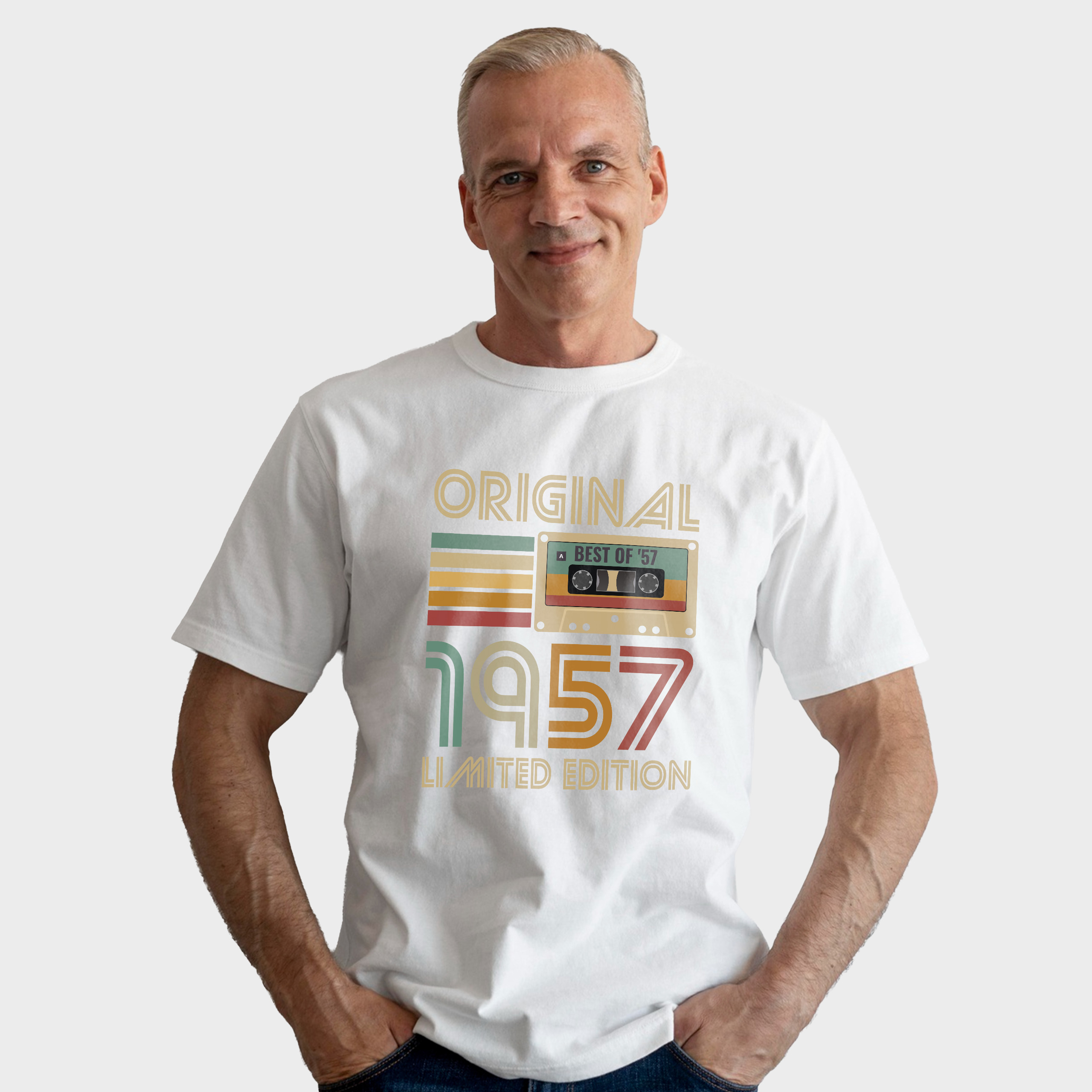 Koszulka męska biała 1957 kaseta - obrazek 3