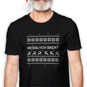 Koszulka męska czarna święta ""Świąteczne Wzorki""