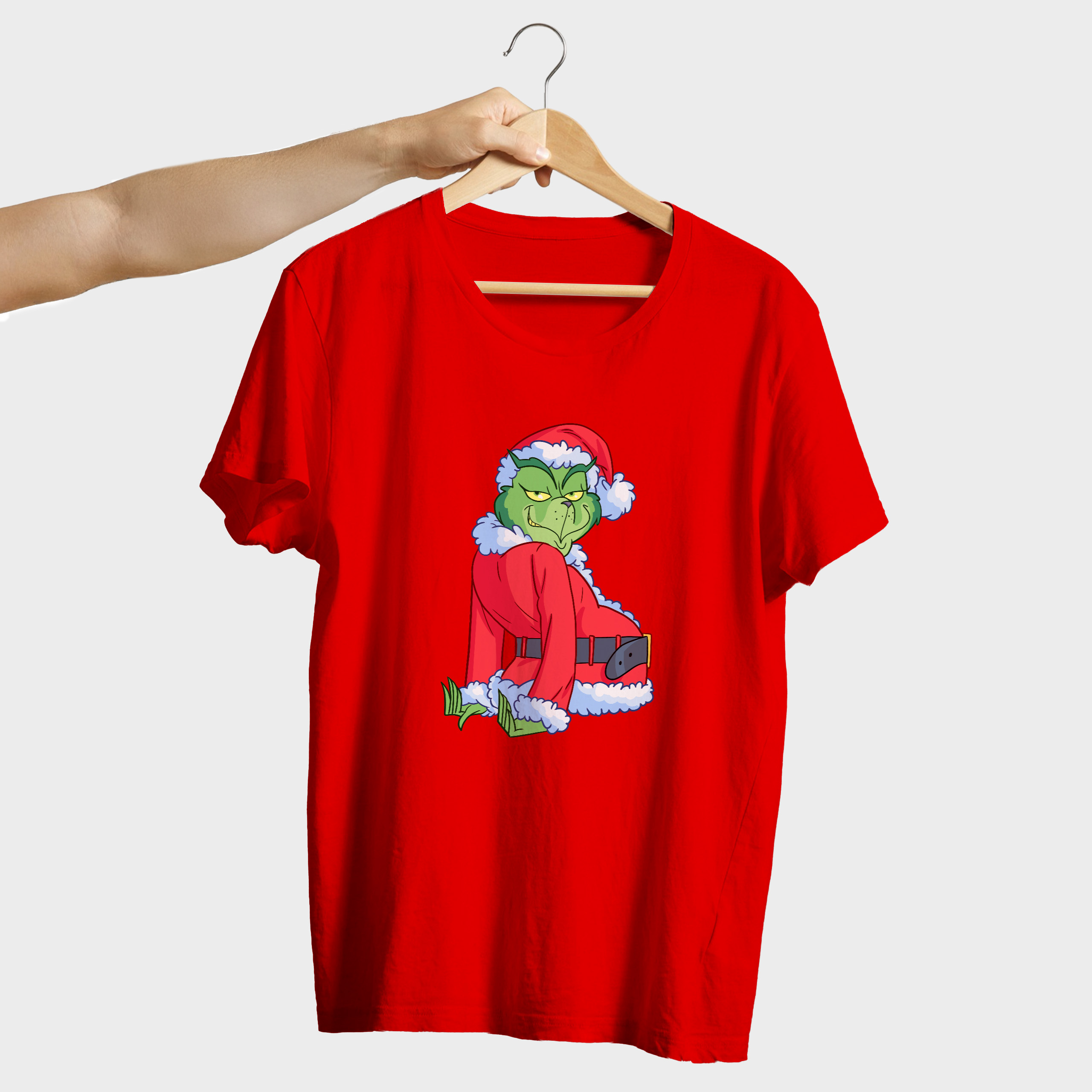 Koszulka męska czerwona święta Grinch Bokiem - obrazek 4
