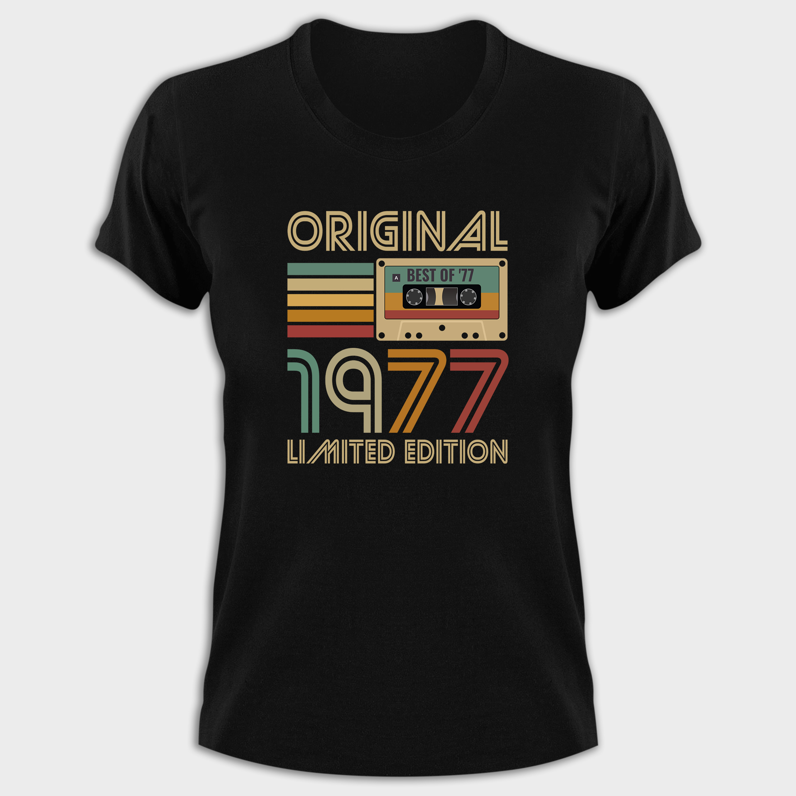 Koszulka damska czarna 1977 kaseta - obrazek 2