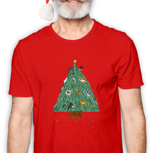 Koszulka męska czerwona święta Choinka