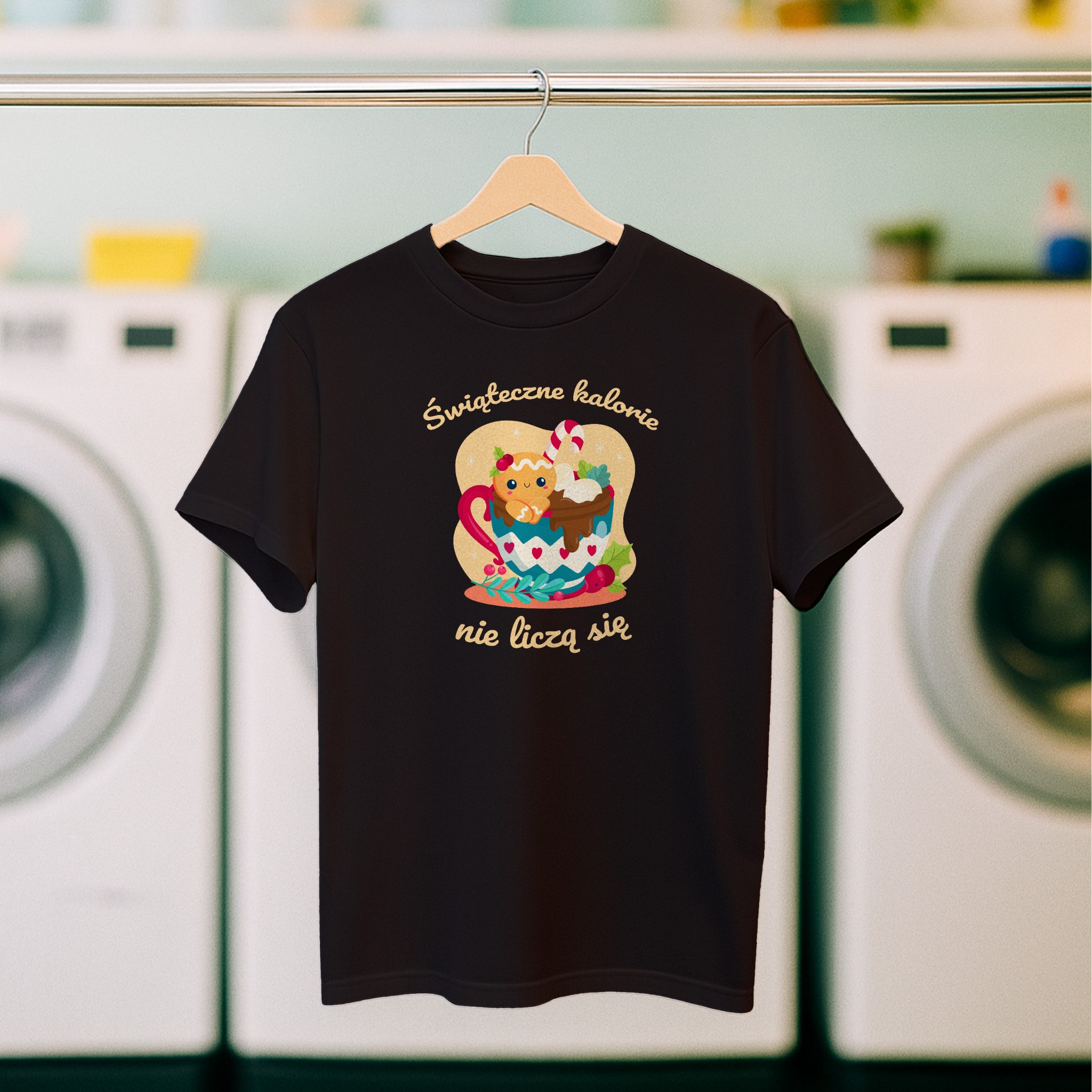 Koszulka męska czarna święta Świąteczne kalorie się nie liczą - obrazek 5