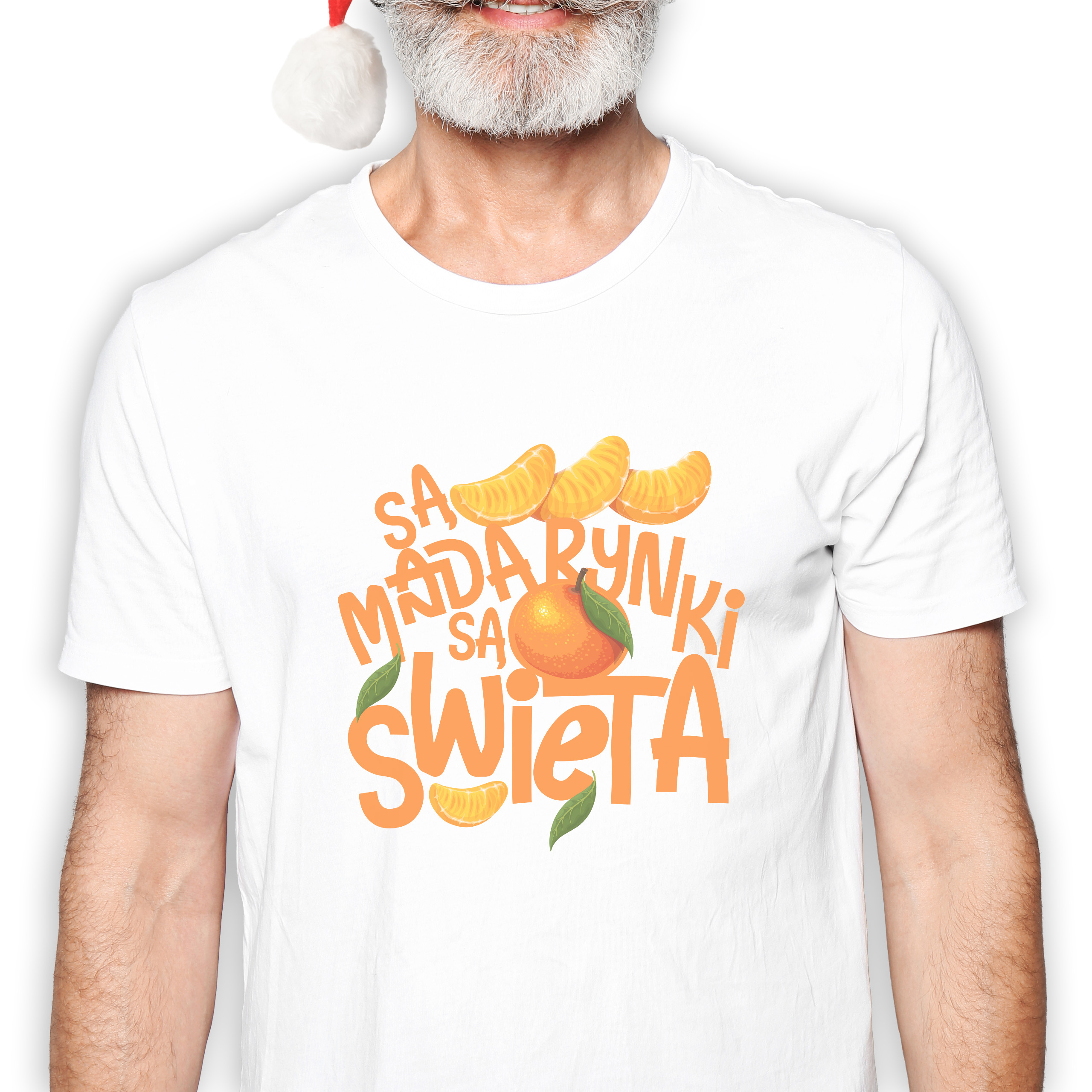 Koszulka męska biała święta ""Są mandarynki są święta""