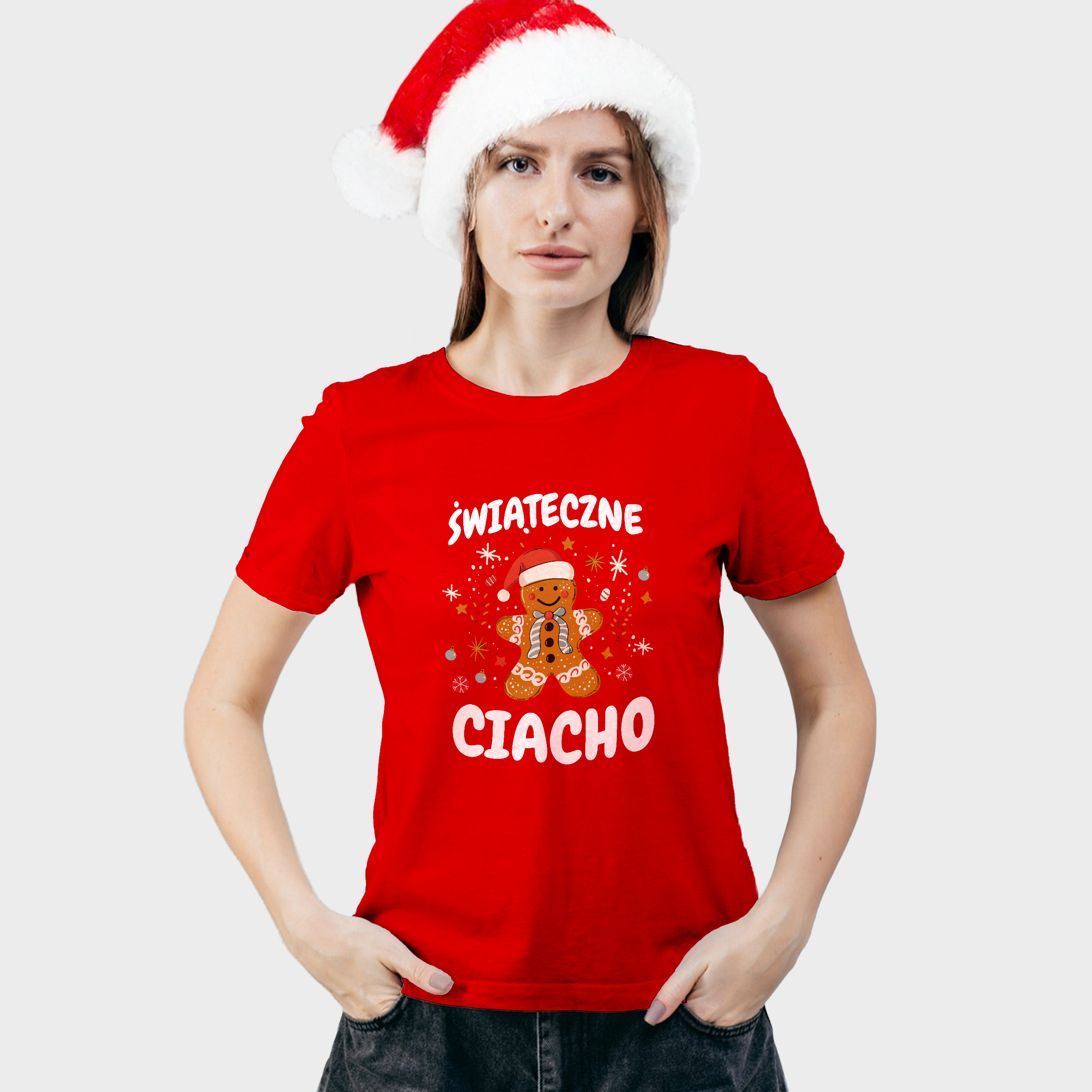 Koszulka damska czerwona święta "Świąteczne Ciacho" - obrazek 3