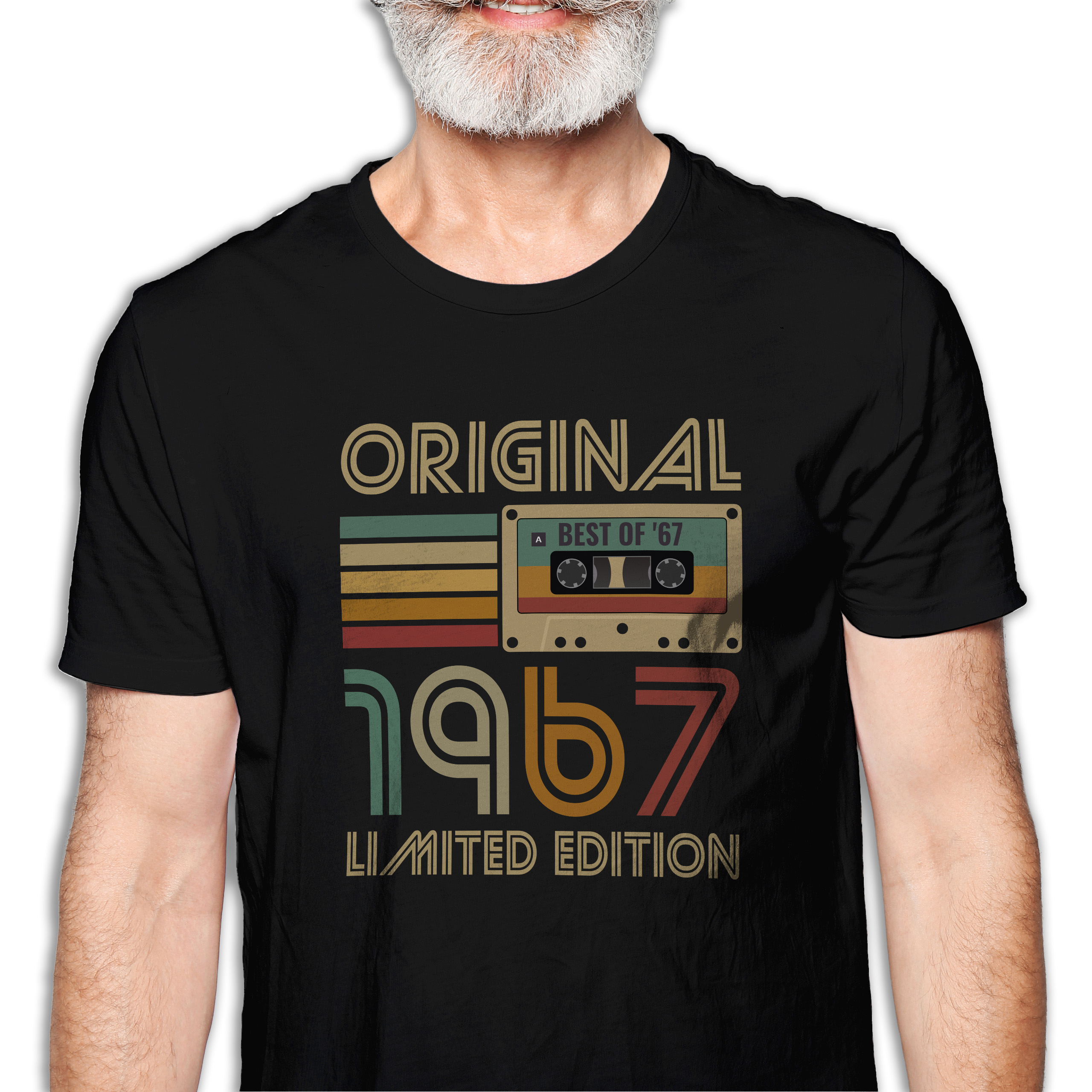 Koszulka męska czarna kaseta rocznik 1967