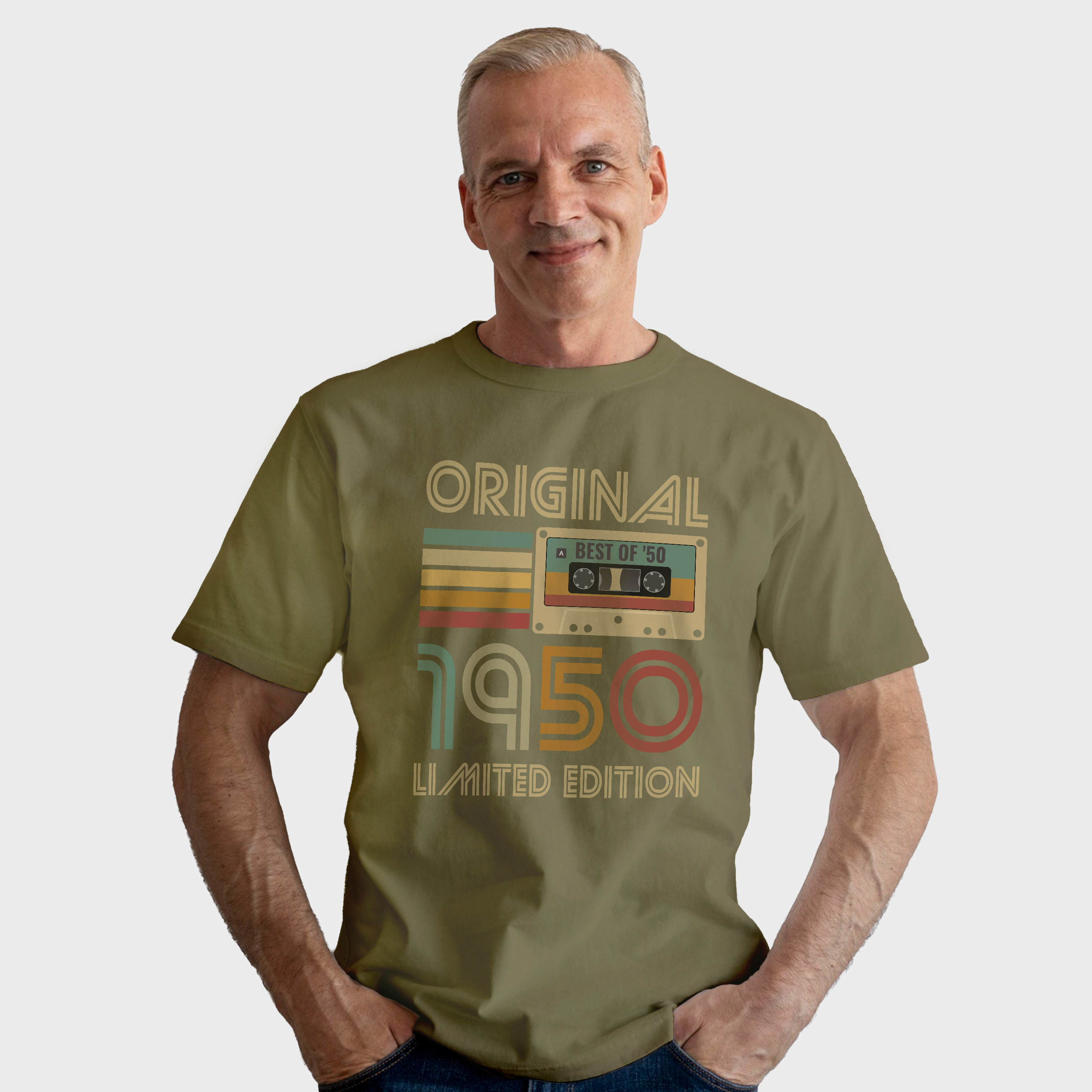 Koszulka męska khaki 1950 kaseta - obrazek 3