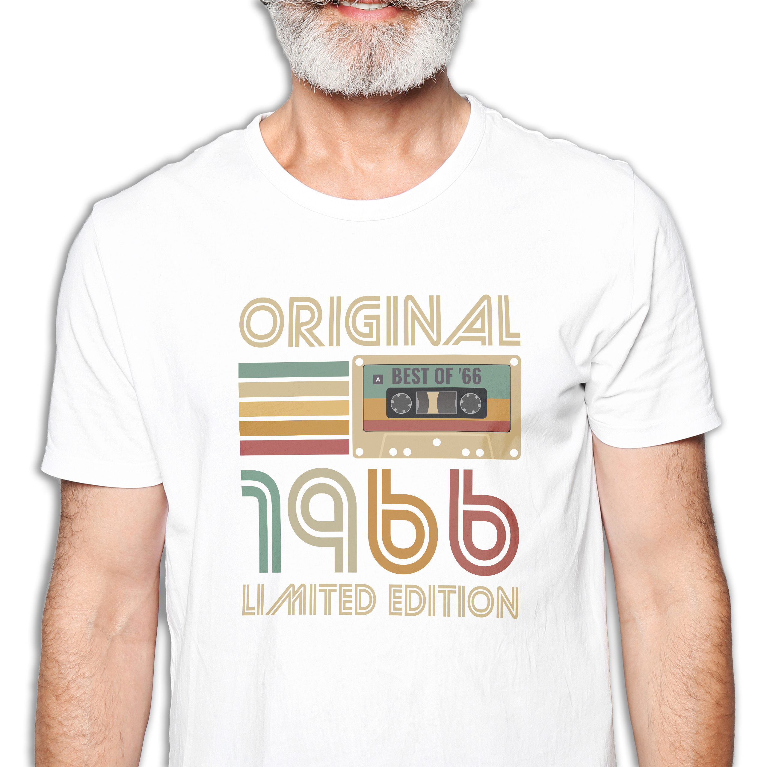 Koszulka męska biała 1966 kaseta