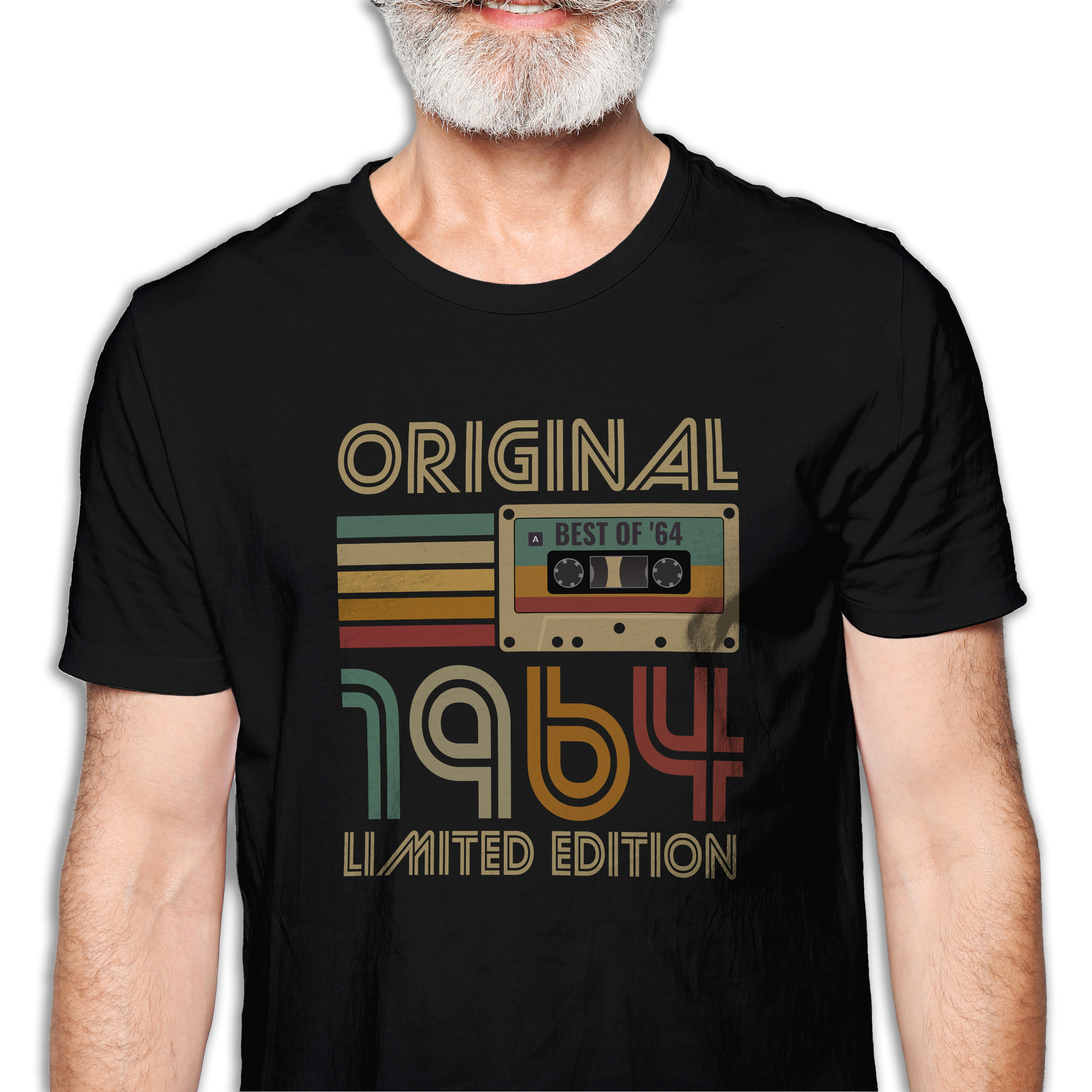 Koszulka męska czarna kaseta rocznik 1964