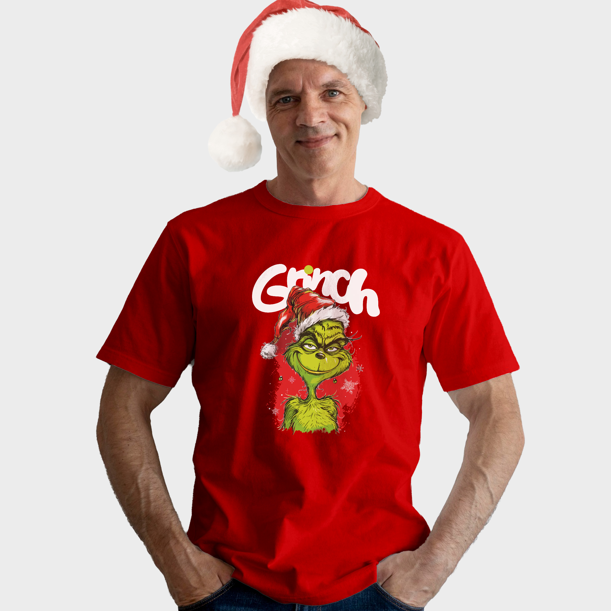 Koszulka męska czerwona święta ""Grinch"" - obrazek 3