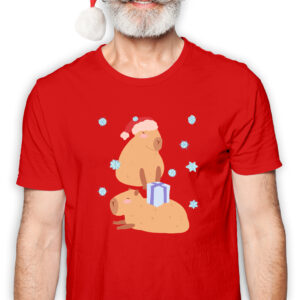 Koszulka męska czerwona święta Kapibara
