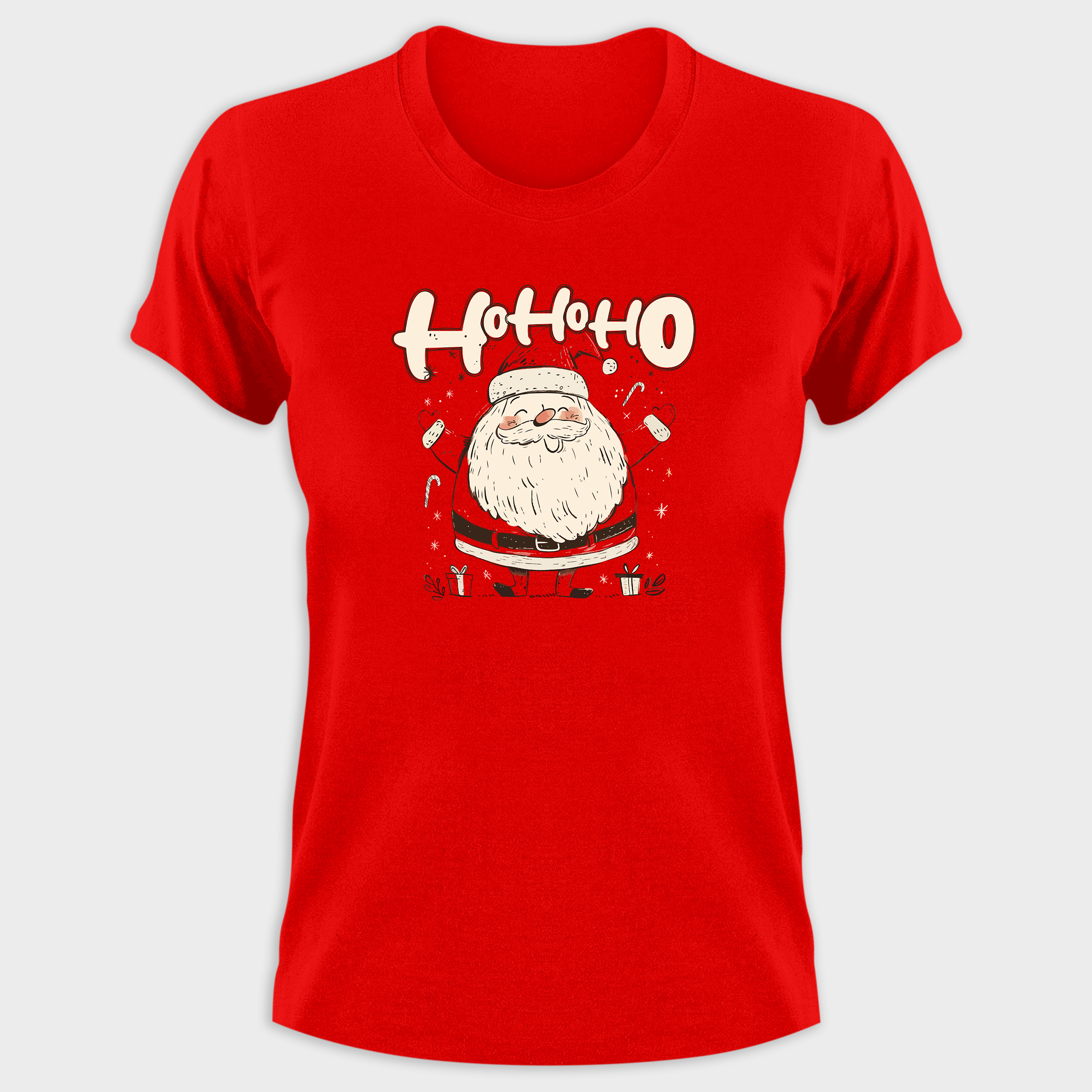 Koszulka damska czerwona święta Święty Mikołaj "Ho ho ho" - obrazek 2
