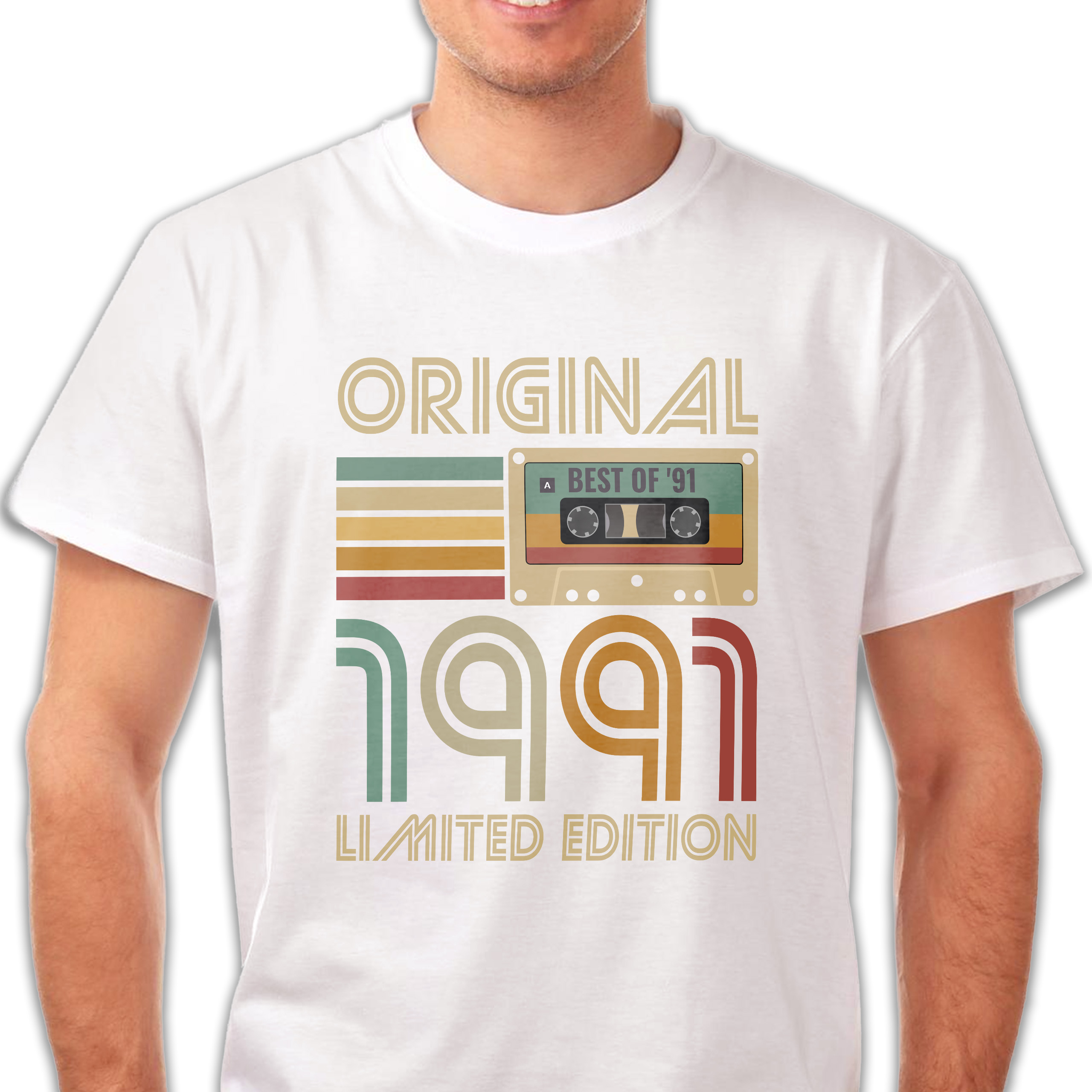 Koszulka męska biała 1991 kaseta