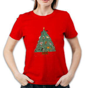 Koszulka damska czerwona święta Choinka